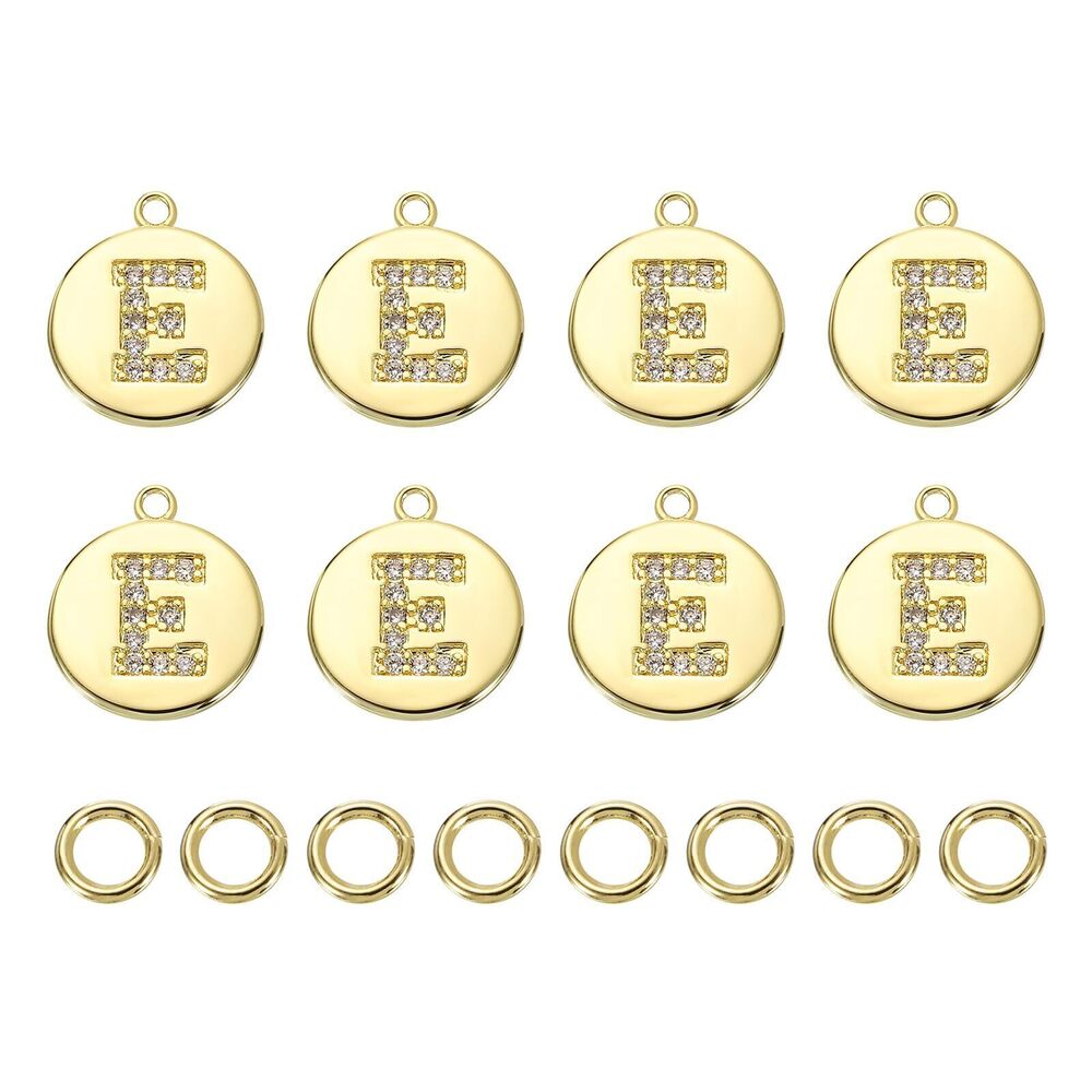 6923 8 Pcs Letter Charm Bulk Initial Charm Round Alphabet Charm Pendant